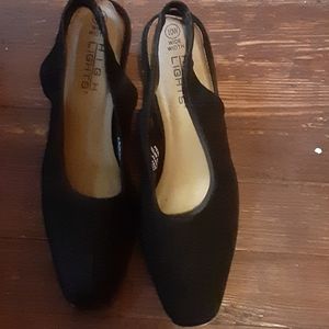 Ladies black suede heels